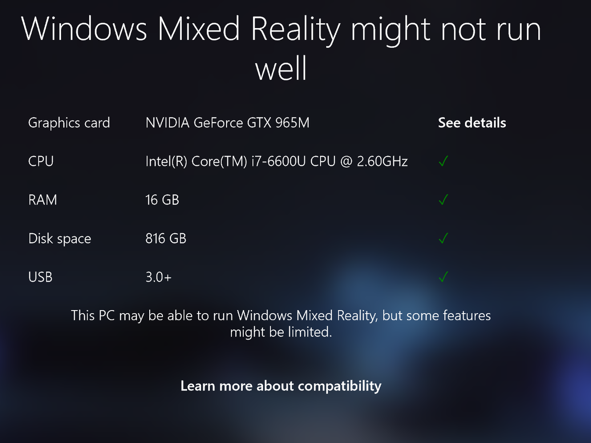 For now, Microsoft's Mixed Reality Portal requires discrete graphics.