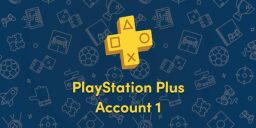 Yellow playstation logo labelled playstation plus account 1