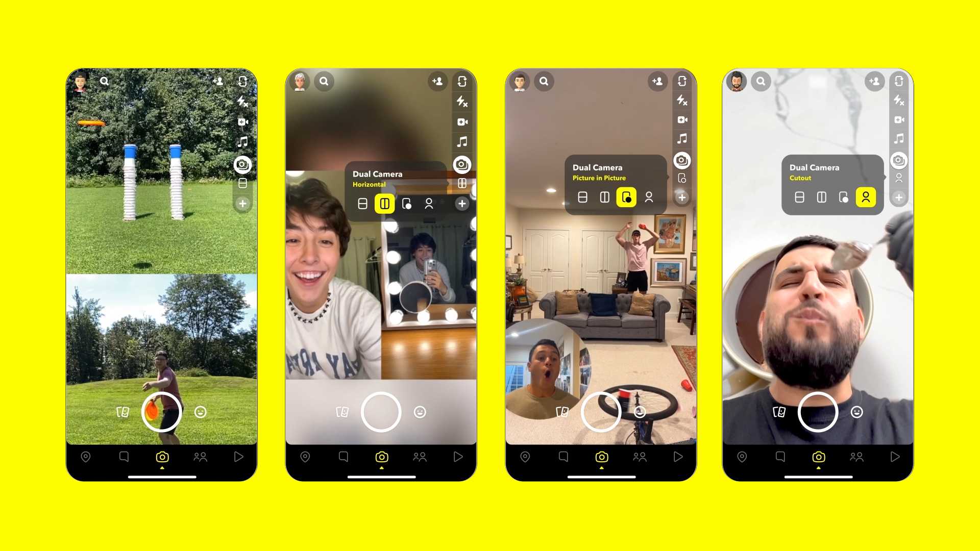 snapchat's dual camera feature uses both front and back cameras