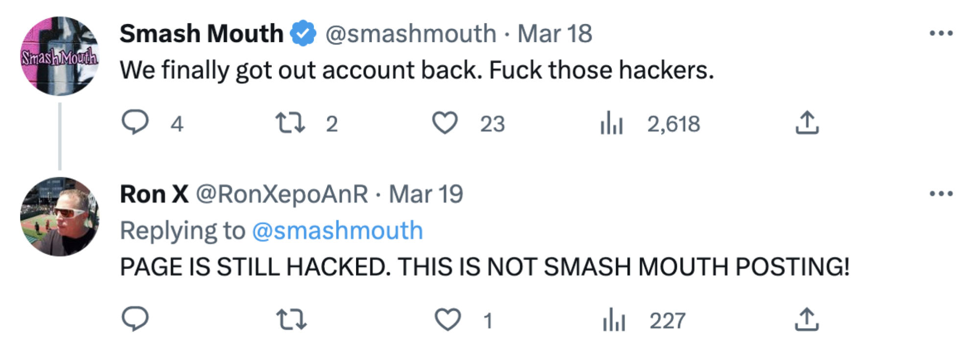 Smash Mouth hacked account